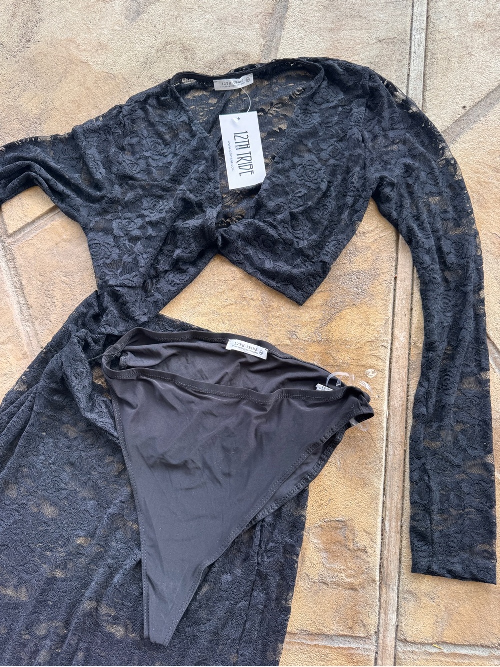 12th Tribe Delilah Black Cut Out Lace Maxi Dress XL Sheer Boho Festival NWT - Picture 5 of 10